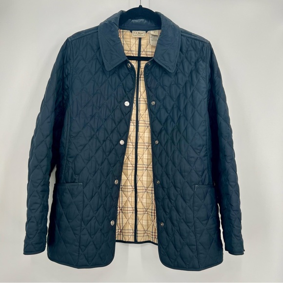 LL. Bean Diamond Quilted Barn Equestrian Fleece Jacket Petite M Vintage Y2K - Picture 7 of 8